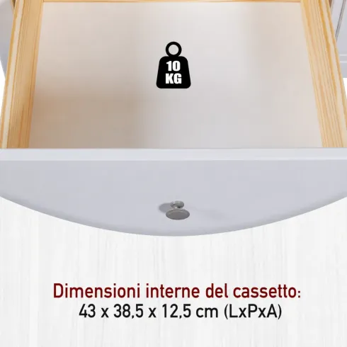 Tavolino da Caffè Rettangolare 110x70 da Salotto Legno Bianco Cassetto