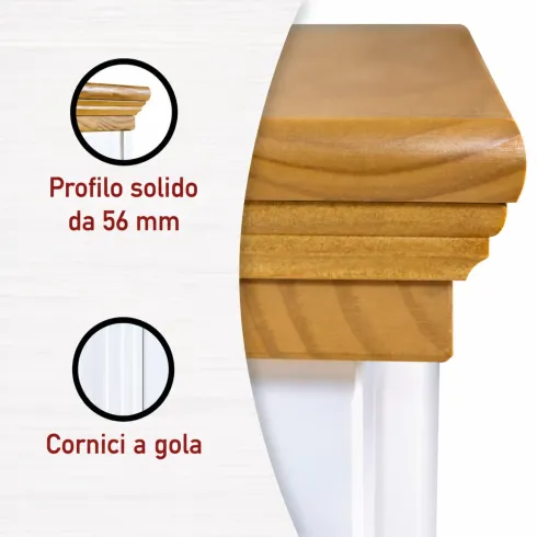 Tavolo da Pranzo in Legno Massello Bianco Rovere Rettangolare