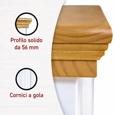 Tavolo da Pranzo in Legno Massello Bianco Rovere Rettangolare