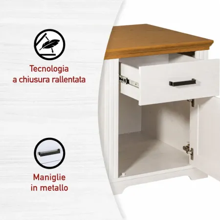Scrivania in Legno Massello Bianco Rovere Cassetto Anta Camera Studio