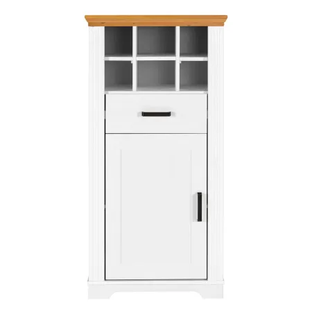 Mobile Bar Armadio da Cucina Portabottiglie in Legno Bianco Rovere
