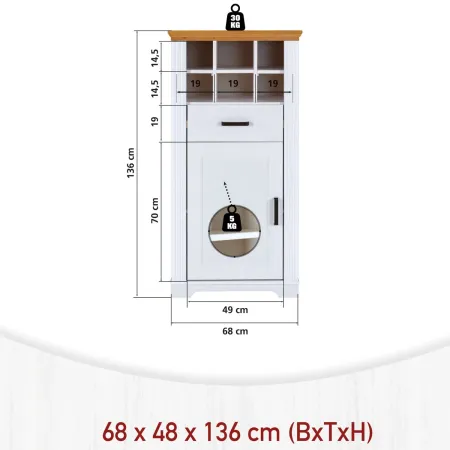 Mobile Bar Armadio da Cucina Portabottiglie in Legno Bianco Rovere