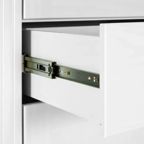 Credenza da Cucina in Legno Massello Bianco Rovere 2 Ante 3 Cassetti