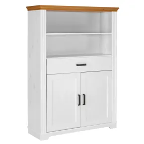 Credenza Alta da Cucina in Legno Bianco Rovere Ante Cassetti Ripiani