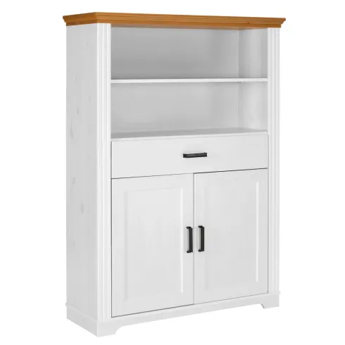 Credenza Alta da Cucina in Legno Bianco Rovere Ante Cassetti Ripiani
