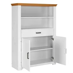Credenza Alta da Cucina in Legno Bianco Rovere Ante Cassetti Ripiani 2
