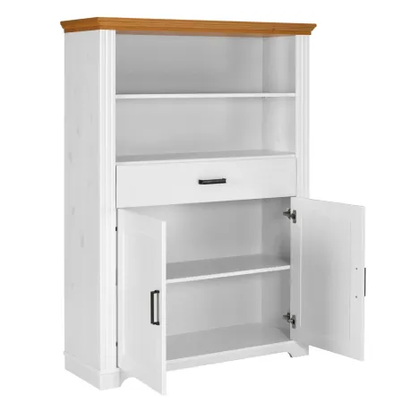 Credenza Alta da Cucina in Legno Bianco Rovere Ante Cassetti Ripiani