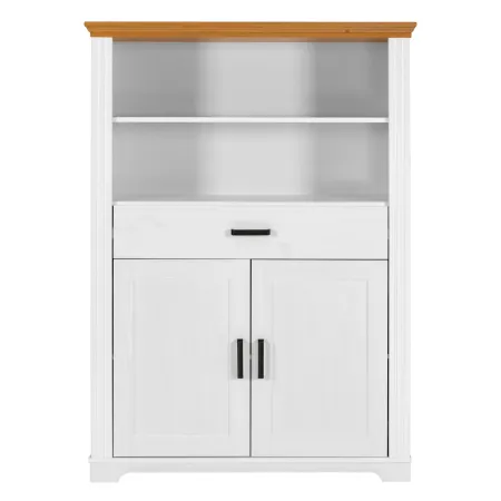 Credenza Alta da Cucina in Legno Bianco Rovere Ante Cassetti Ripiani