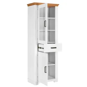 Vetrina Colonna da Soggiorno con 2 Ante Cassetto Legno Bianco Rovere 2