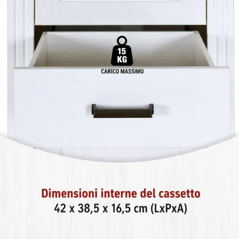 Vetrina Colonna da Soggiorno con 2 Ante Cassetto Legno Bianco Rovere