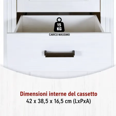 Vetrina Colonna da Soggiorno con 2 Ante Cassetto Legno Bianco Rovere