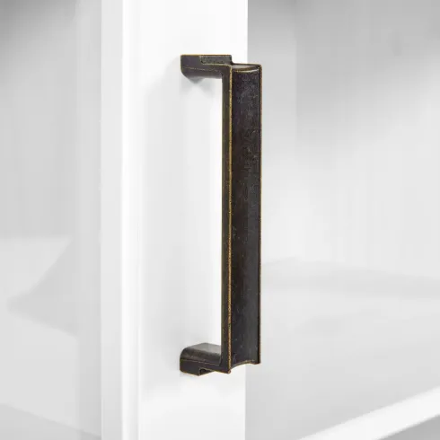 Vetrina Credenza da Salotto con 2 Ante in Legno Massello Bianco Rovere