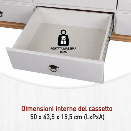 Armadio Camera da Letto 2 Ante 2 Cassetti Pino Massello Bianco Rovere