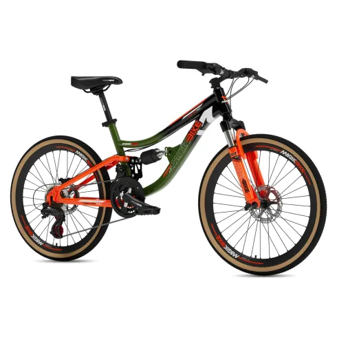 Bicicletta 26 Pollici Verde Arancione con Cambio 21 Velocità Cavalletto