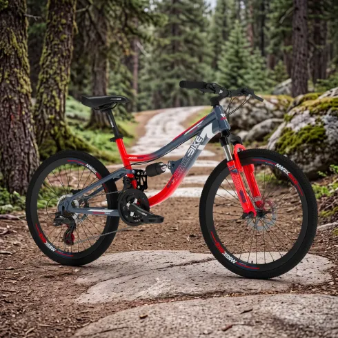 Mountain Bike 24 Pollici Arancione Grigio con Cambio Ammortizzatore
