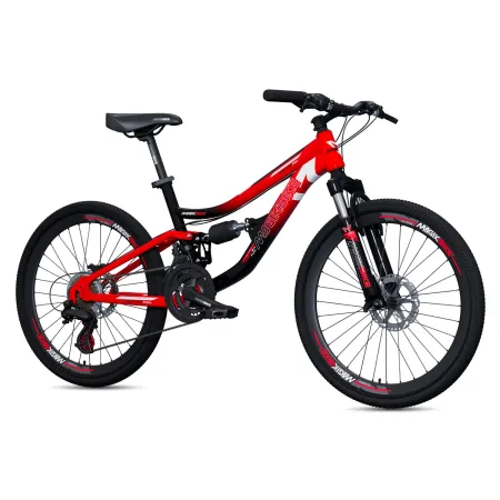 Mountain Bike 24 Pollici Rosso Nero con Cambio Shimano 21 Velocità