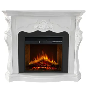 Camino Elettrico da Terra in MDF Bianco 1800 W Effetto Fiamma Classico