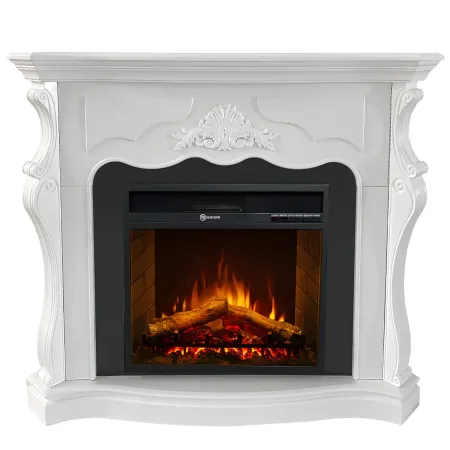 Camino Elettrico da Terra in MDF Bianco 1800 W Effetto Fiamma Classico
