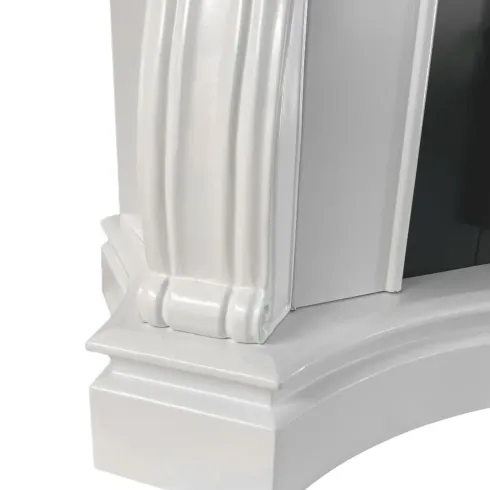 Camino Elettrico da Terra in MDF Bianco 1800 W Effetto Fiamma Classico