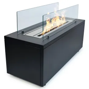 Camino Bioetanolo da Pavimento 4kW Nero 100x40x60 cm Bruciatore 4,5 L