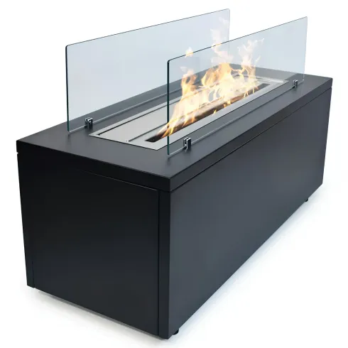 Camino Bioetanolo da Pavimento 4kW Nero 100x40x60 cm Bruciatore 4,5 L
