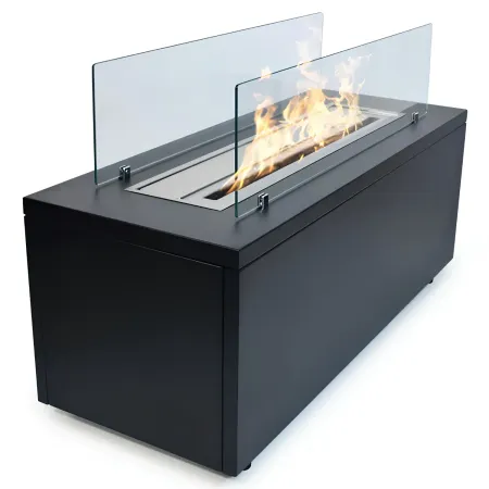 Camino Bioetanolo da Pavimento 4kW Nero 100x40x60 cm Bruciatore 4,5 L