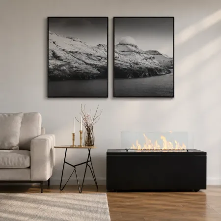 Camino Bioetanolo da Pavimento 4kW Nero 100x40x60 cm Bruciatore 4,5 L