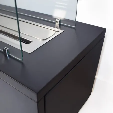 Camino Bioetanolo da Pavimento 4kW Nero 100x40x60 cm Bruciatore 4,5 L