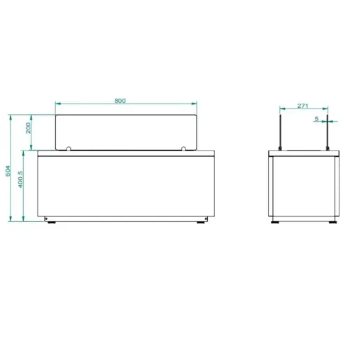 Camino Bioetanolo da Pavimento 4kW Nero 100x40x60 cm Bruciatore 4,5 L