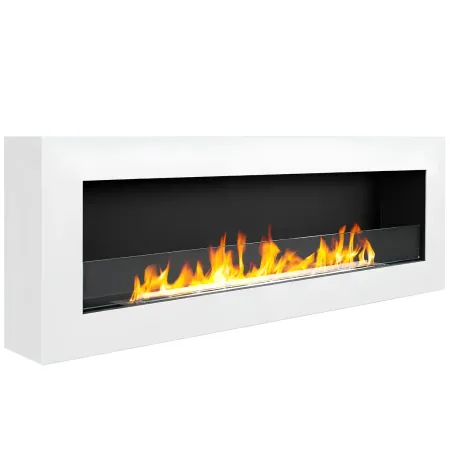 Camino Bioetanolo da Parete 3kW Bianco Bruciatore 1,25 L da Soggiorno