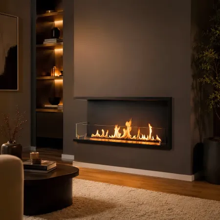 Camino a Bioetanolo Angolare Sinistro da Incasso 120 cm 4 kW Nero