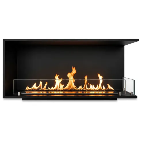 Camino a Bioetanolo Angolare Destro da Incasso 120 cm 4 kW Nero