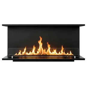 Camino a Bioetanolo a Parete da Incasso 4 kW 3 Lati Aperti Nero 3L