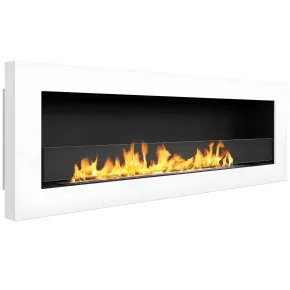 Camino a Bioetanolo a Parete da Incasso 120x15x40 cm Bianco 3 kW 2