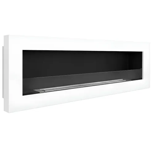 Camino a Bioetanolo a Parete da Incasso 120x15x40 cm Bianco 3 kW
