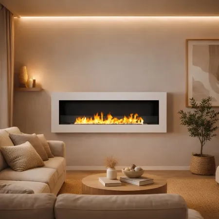 Camino a Bioetanolo a Parete da Incasso 120x15x40 cm Bianco 3 kW