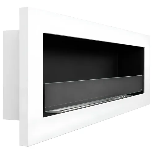 Camino a Bioetanolo a Parete da Incasso 120x15x40 cm Bianco 3 kW