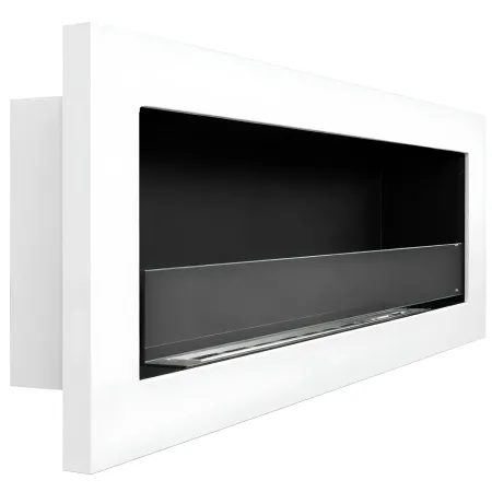 Camino a Bioetanolo a Parete da Incasso 120x15x40 cm Bianco 3 kW