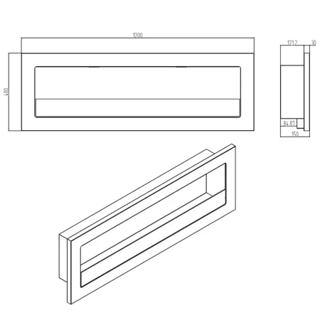 Camino a Bioetanolo a Parete da Incasso 120x15x40 cm Bianco 3 kW