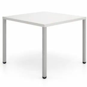Tavolo da Pranzo Quadrato 80x80 cm Bianco Gambe Alluminio Regolabili