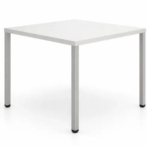 Tavolo da Pranzo Quadrato 80x80 cm Bianco Gambe Alluminio Regolabili