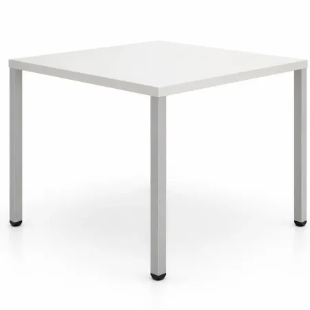 Tavolo da Pranzo Quadrato 80x80 cm Bianco Gambe Alluminio Regolabili