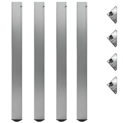 Tavolo da Pranzo Quadrato 80x80 cm Bianco Gambe Alluminio Regolabili
