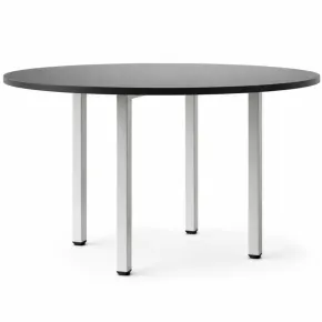 Tavolo Rotondo da Pranzo 90x90 cm Antracite Satinato Gambe Regolabili