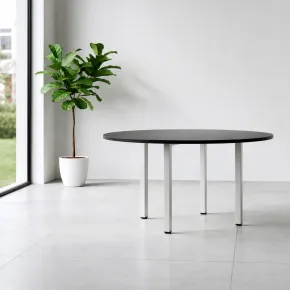 Tavolo Rotondo da Pranzo 120x120 cm Antracite Satinato Gambe Regolabili 2