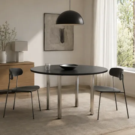 Tavolo Rotondo da Pranzo 120x120 cm Antracite Satinato Gambe Regolabili
