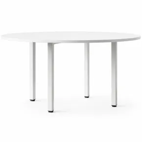 Tavolo Rotondo da Pranzo 90x90 cm Bianco Gambe Alluminio Regolabili