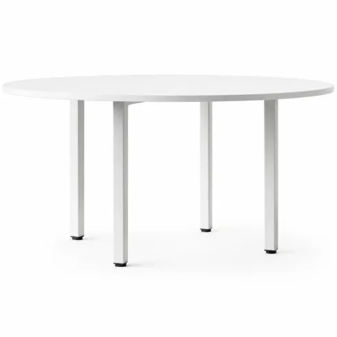 Tavolo Rotondo da Pranzo 90x90 cm Bianco Gambe Alluminio Regolabili