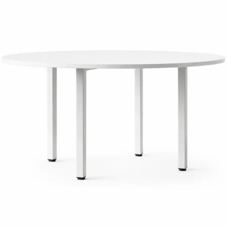 Tavolo Rotondo da Pranzo 90x90 cm Bianco Gambe Alluminio Regolabili