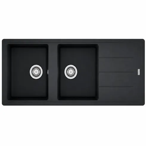 Lavello 2 Vasche 116x50 cm Fragranite Nero Gocciolatoio Reversibile
